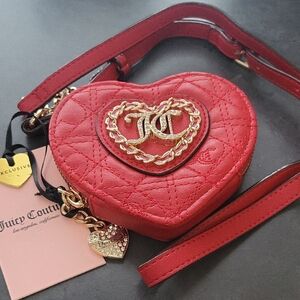 Juicy Couture Red Quilted Heart Crossbody Bag